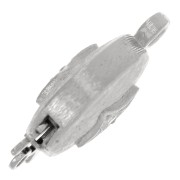 Cierre de clip redondo con rayas y piedras de estrás 18x12 mm - diseño de rombos - Rodio