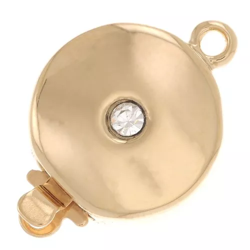 Cierre de clip redondo de strass 17,5x12 mm - Oro - Cristal x1