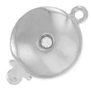 Cierre de clip redondo de diamantes de imitación 17,5x12 mm - Rodio - Cristal x1