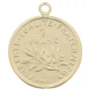 Charm de moneda 16mm - 1 Franco - Plata de Ley 925 Dorada x1