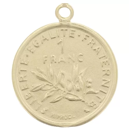 Charm de moneda 16mm - 1 Franco - Plata de Ley 925 Dorada x1