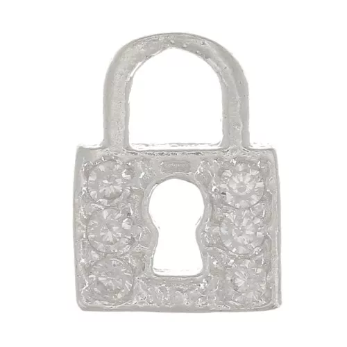 Colgante de candado con óxido de zirconio 10x7 mm - Plata 925 - Cristal x1