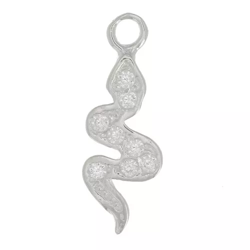 Colgante de serpiente con óxido de zirconio 15x5 mm - Plata 925 - Cristal x1