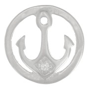 Charm redondo motivo ancla con óxido de zirconio 10 mm - Plata 925 - Cristal x1|raw }}