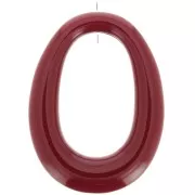 Pendentif ovale évidé en résine opaque 44x33 mm - Bordeaux x1