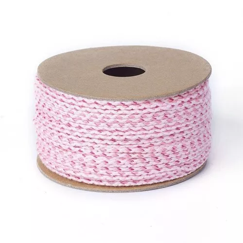 Cordón de algodón trenzado de 2 mm - Rosa claro - Rosa x1m