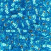 Cuentas de Rocalla Preciosa 11/0 de 2 mm - Aguamarina con ribete plateado x 20 g