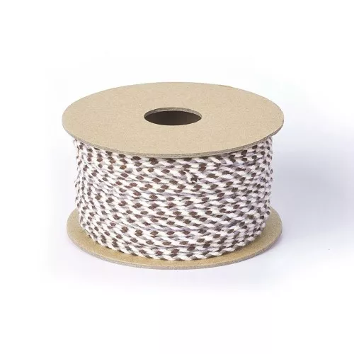 Cordón de algodón trenzado de 2 mm - Marrón - Beige - Blanco - Gris x1m