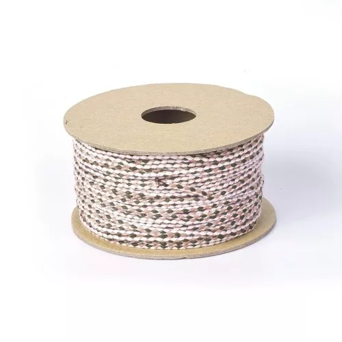 Cordón de algodón trenzado de 2 mm - Ciruela - Rosa claro - Gris oscuro x1m