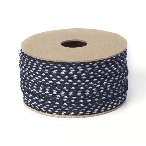 Cordón de algodón trenzado de 2 mm - Negro - Blanco - Marrón claro x1m