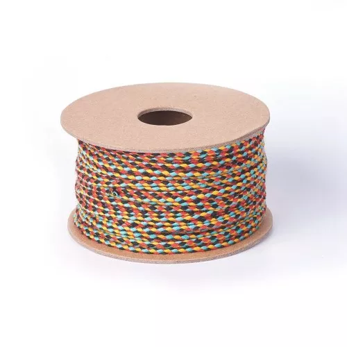Cordón de algodón trenzado de 2 mm - Negro - Azul - Mostaza - Rojo x1m