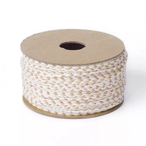 Cordón de algodón trenzado de 2 mm - Beige - Marrón - Ocre x1m