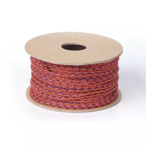 Cordón de algodón trenzado de 2 mm - Rojo - Fucsia - Marrón oscuro x1m