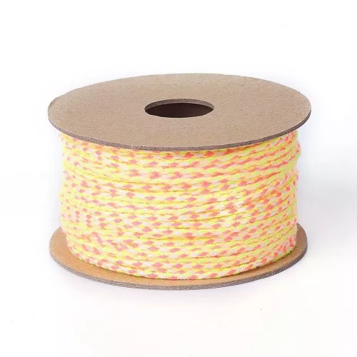 Cordón de algodón trenzado 2 mm - Amarillo fluorescente - Rosa fluorescente - Beige - Amarillo x1m