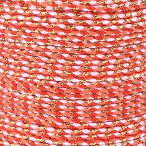 Cordón de algodón trenzado e hilo metálico de 1,5 mm - Blanco - Rojo - Coral - Oro x1m