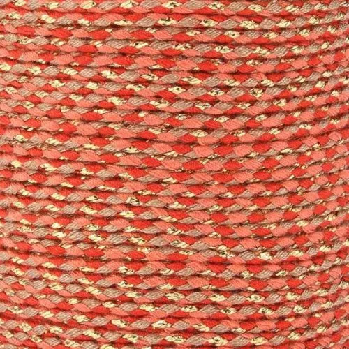 Cordón de algodón trenzado e hilo metálico de 1,5 mm - Rojo - Coral - Marrón - Oro x1m