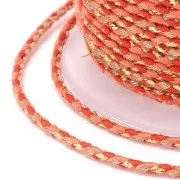 Cordón de algodón trenzado e hilo metálico de 1,5 mm - Rojo - Coral - Marrón - Oro x1m