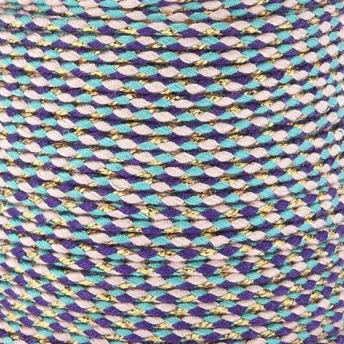 Cordón de algodón trenzado e hilo metálico 1.5mm Morado - Turquesa - Marrón - Orox1m