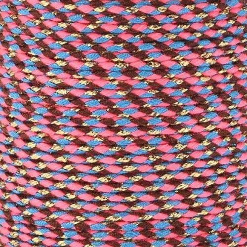 Cordón de algodón trenzado e hilo metálico 1,5 mm Rosa fluorescente - Azul - Marrón - Oro x1m
