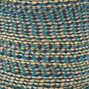 Cordón de algodón trenzado e hilo metálico 1,5 mm - Azul múltiple - Arena - Oro x1m