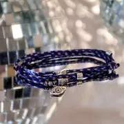 Cordón de algodón trenzado e hilo metálico 1,5 mm - Azul múltiple - Arena - Oro x1m