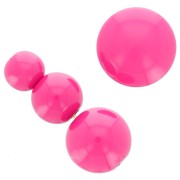 Surtido 26 cuentas redondas de 6-8-10mm y 2 cabujones de resina opaca - Fuchsia