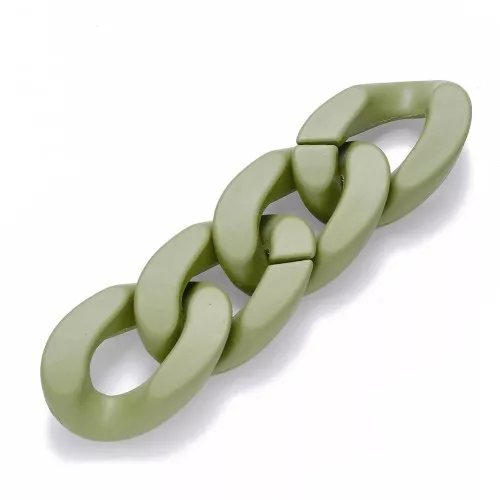 Eslabón Acrílico Torcido Ovalado 30x21 mm - Oliva Mate Opaco x1
