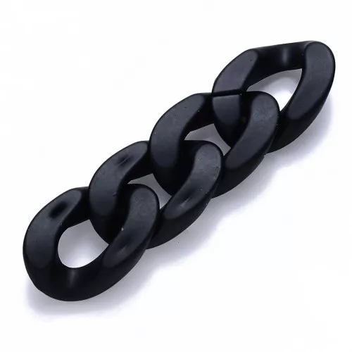 Eslabón Acrílico Torcido Ovalado 30x21 mm - Negro mate Opaco x1