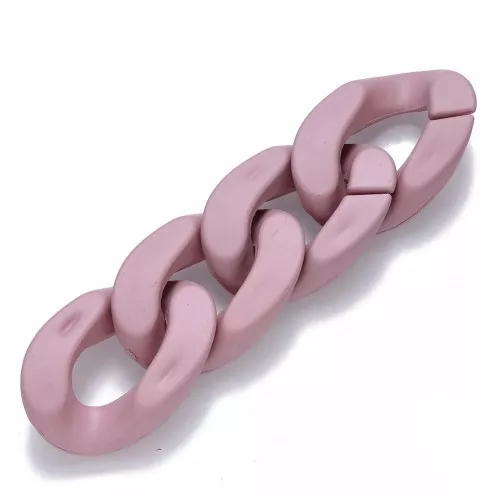 Eslabón Acrílico Torcido Ovalado 30x21 mm - Rosa Viejo mate Opaco x1