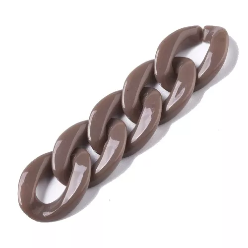 Eslabón acrílico ovalado trenzado 22,5x16,5 mm - Marrón x1
