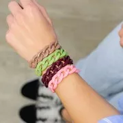 Eslabón acrílico ovalado trenzado 22,5x16,5 mm - Marrón x1