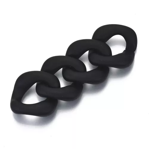 Eslabón acrílico cuadrado trenzado 32x30 mm - Negro mate x1
