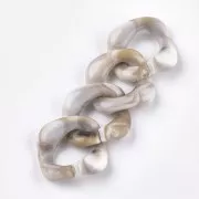 Eslabón acrílico cuadrado trenzado 37x35 mm - Blanco - Marrón jaspeado x1