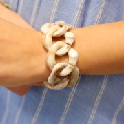 Eslabón acrílico cuadrado trenzado 37x35 mm - Blanco - Marrón jaspeado x1