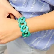 Eslabón acrílico cuadrado trenzado 31x29 mm - Turquesa jaspeado x1