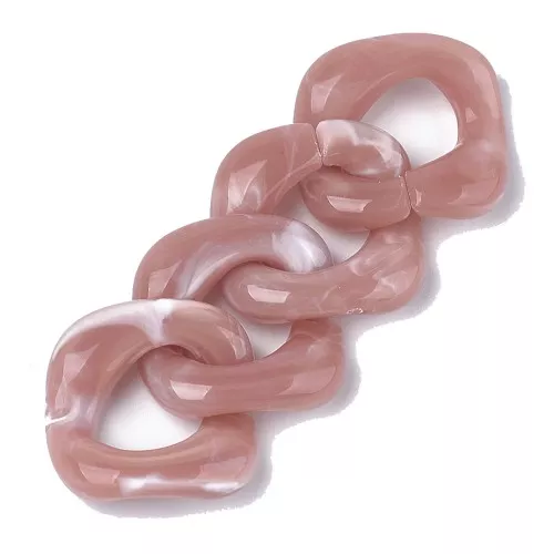 Eslabón acrílico cuadrado trenzado 31x29 mm - Rosa viejo jaspeado x1