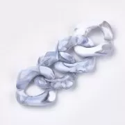 Eslabón acrílico cuadrado trenzado 31x29 mm - Blanco - Gris jaspeado x1