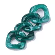 Eslabón acrílico cuadrado trenzado 31x29 mm - Azul pato jaspeado x1