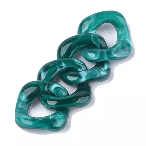 Eslabón acrílico cuadrado trenzado 31x29 mm - Azul pato jaspeado x1