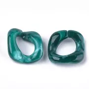 Eslabón acrílico cuadrado trenzado 31x29 mm - Azul pato jaspeado x1