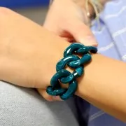 Eslabón acrílico cuadrado trenzado 31x29 mm - Azul pato jaspeado x1