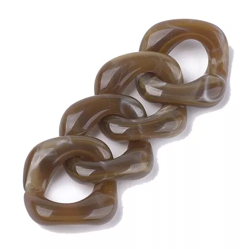 Eslabón acrílico cuadrado trenzado 31x29 mm - Marrón jaspeado x1