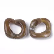 Eslabón acrílico cuadrado trenzado 31x29 mm - Marrón jaspeado x1