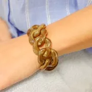 Eslabón acrílico cuadrado trenzado 31x29 mm - Marrón jaspeado x1