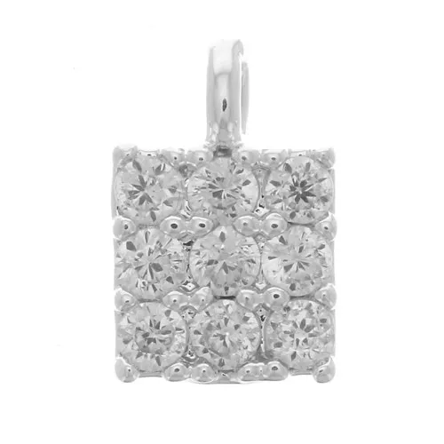 Mini Charm cuadrado con óxido de zirconio 5,5x4 mm - Chapado en plata de ley - Cristal x1