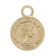 Mini Charm redondo - Moneda 10x8 mm - Chapado en oro x1