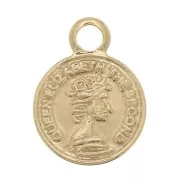 Mini Charm redondo - Moneda 10x8 mm - Chapado en oro x1