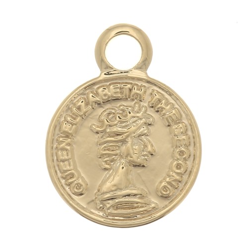 Mini Charm redondo - Moneda 10x8 mm - Chapado en oro x1