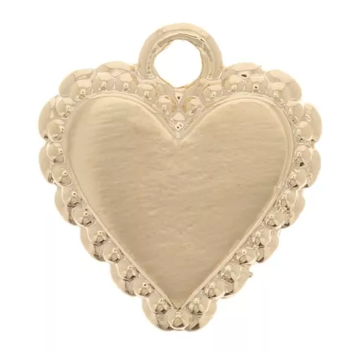 Colgante de corazón con bolitas - Estilo Ex-Voto 10x9 mm - Chapado en oro x1