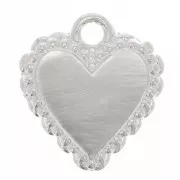 Colgante de corazón con bolitas - Estilo Ex-Voto 10x9 mm - Chapado en plata fina x1